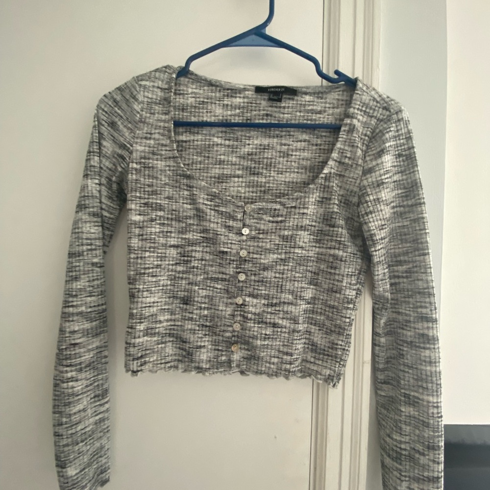 Forever 21 Black and White Textured Top